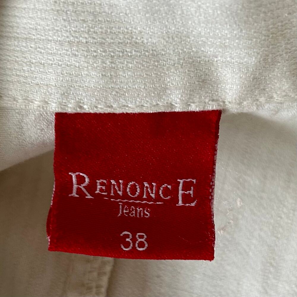 Vintage Renounce Beige Belted cavas Trench Coat Jacket Y2K Minimalist indie S - Picture 10 of 11